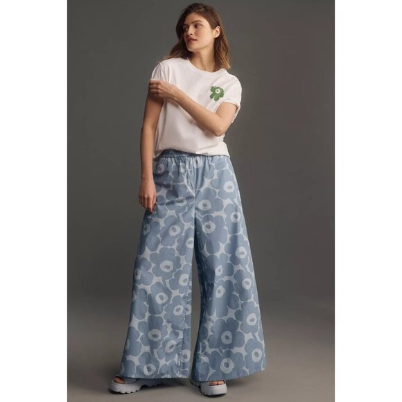 Marimekko Blue Floral Wide-Leg Pants - Picture 3 of 13